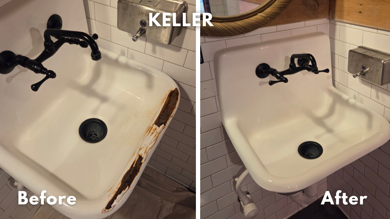 Antique farmhouse sink repair in Keller, Texas