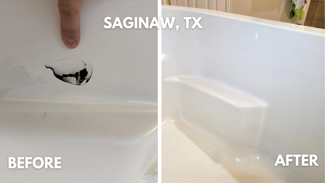 Fiberglass bathtub repair in Saginaw, Texas