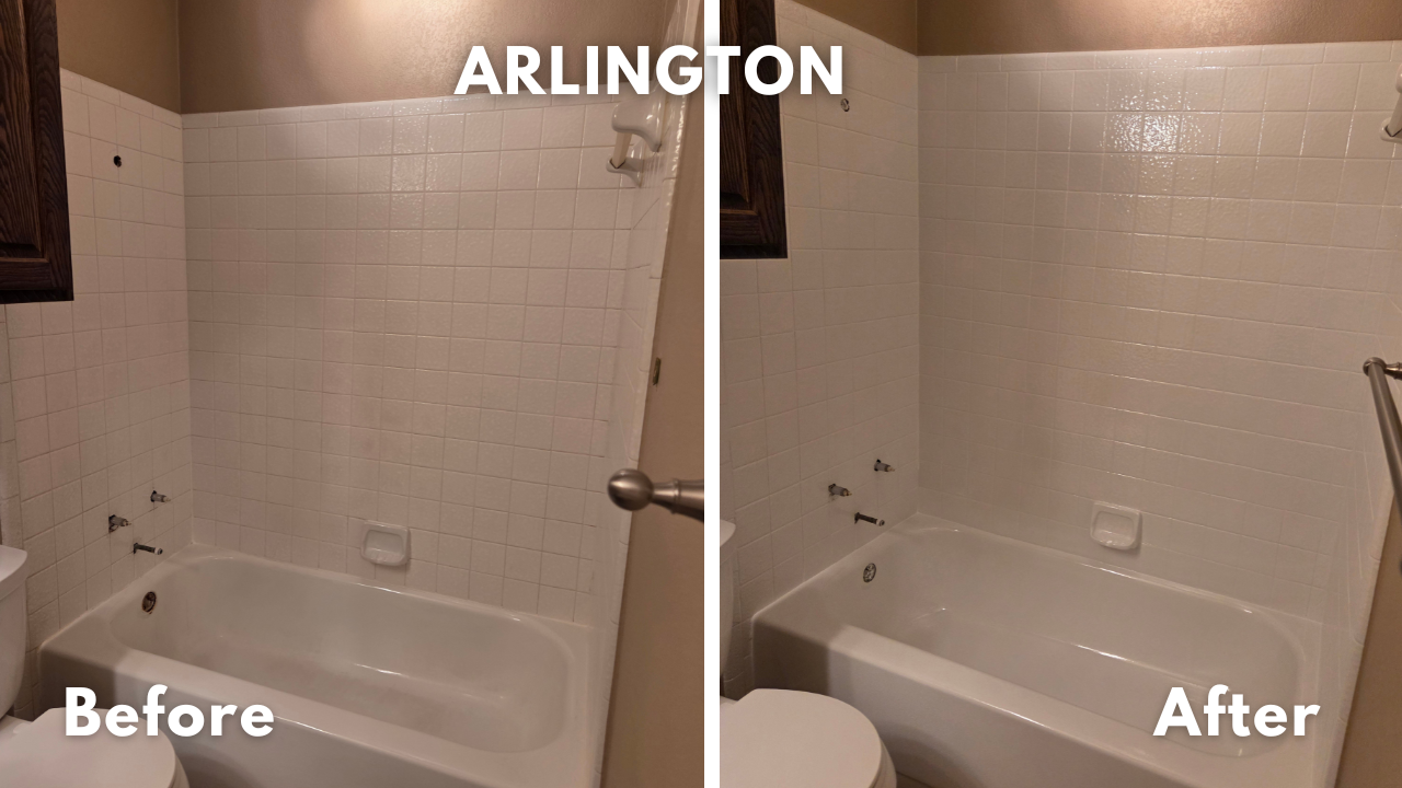 Old and worn out bathtub and tile refinished in Arlington, TX
