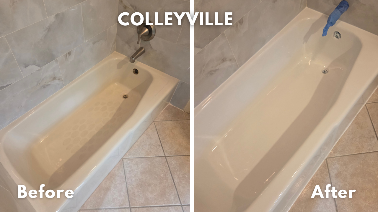 Cast iron bathtub refinished with Kohler White glaze in Colleyville, TX 