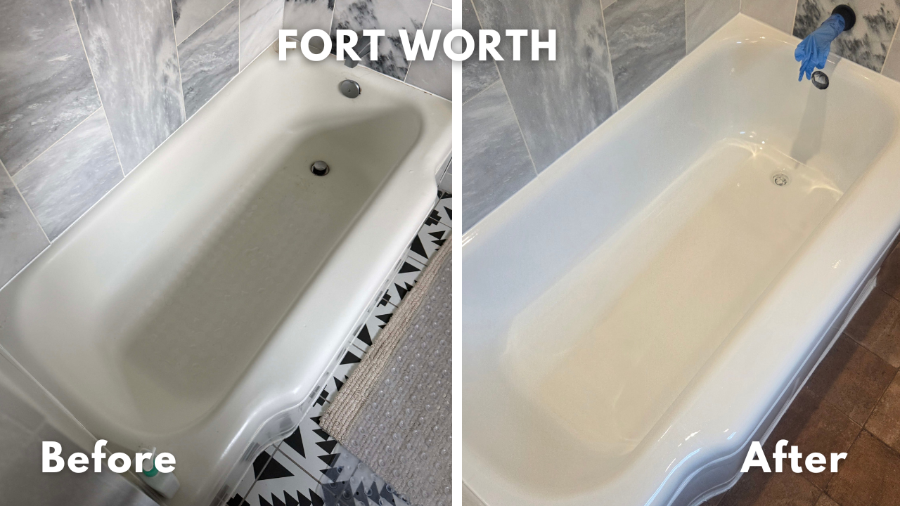 Old and dull bathtub refinished in Fort Worth, Texas