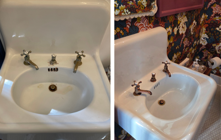 Antique cast iron sink restoration