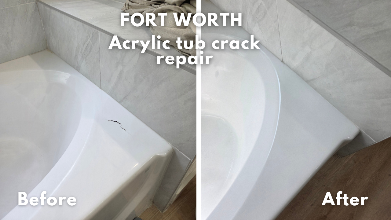 Crack in acrylic garden tub repaired in Fort Worth, Texas