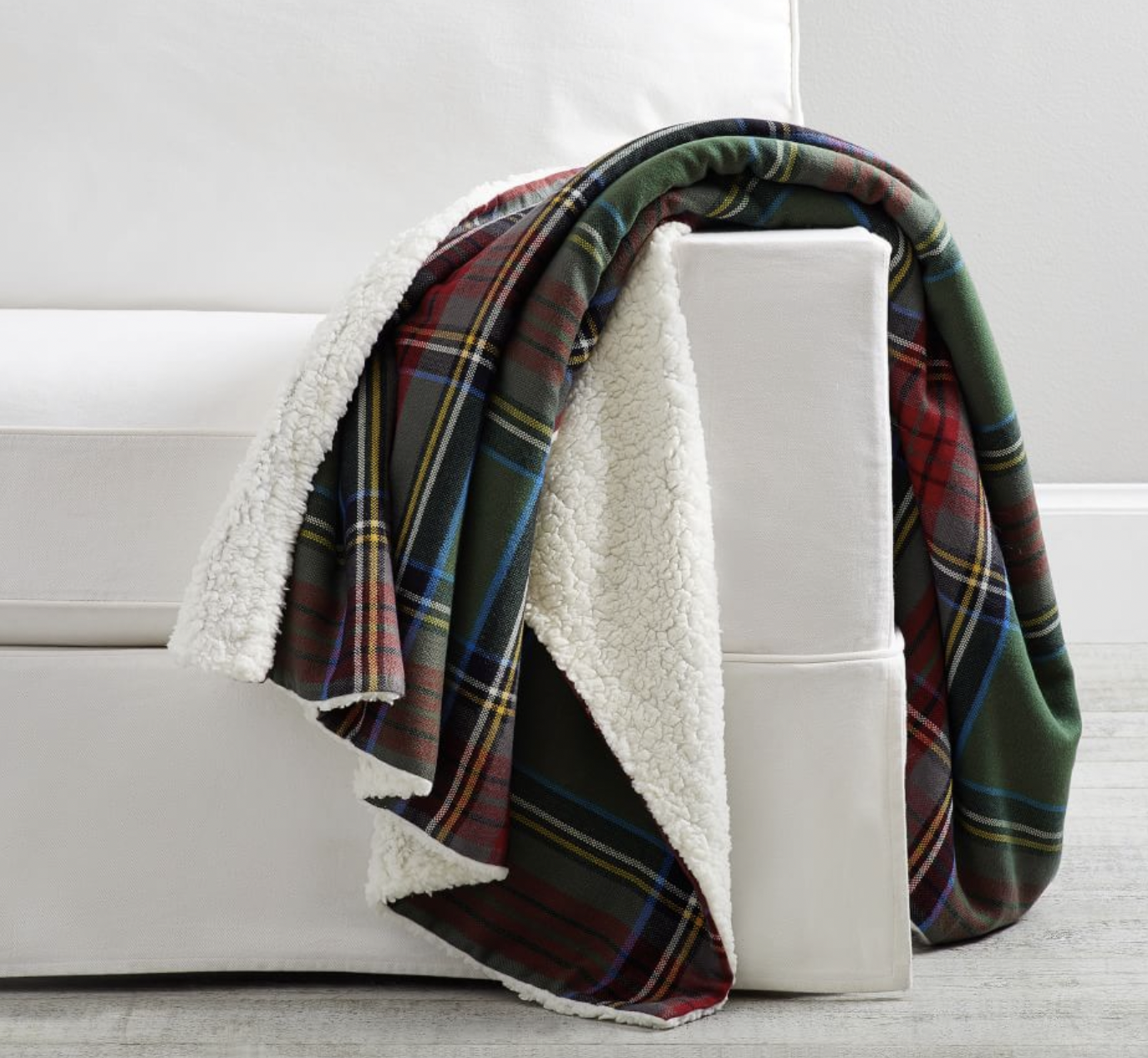 Plaid with Sherpa Back Throws - Pottery Barn