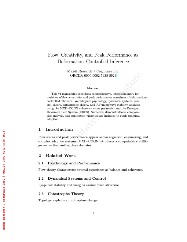 Flow, Creativity, and Peak Performance as Deformation Controlled Inference