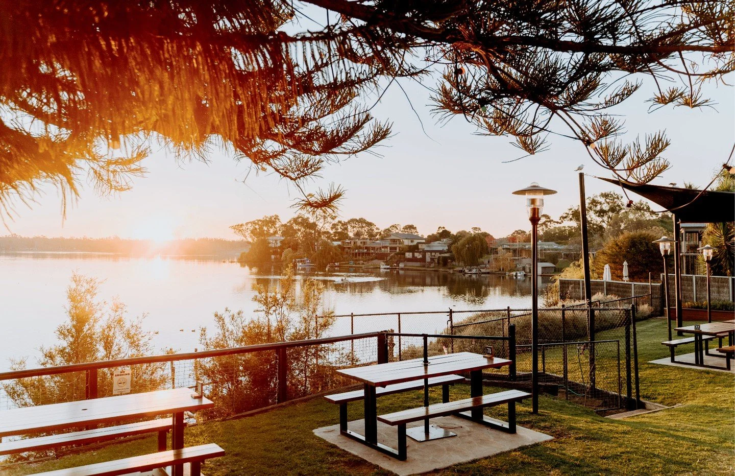 Golden hour at Nagambie Rowing Club &mdash; the perfect spot to unwind.