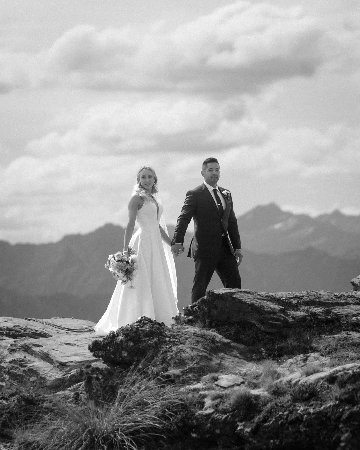 Cecil Peak heli elopement photo