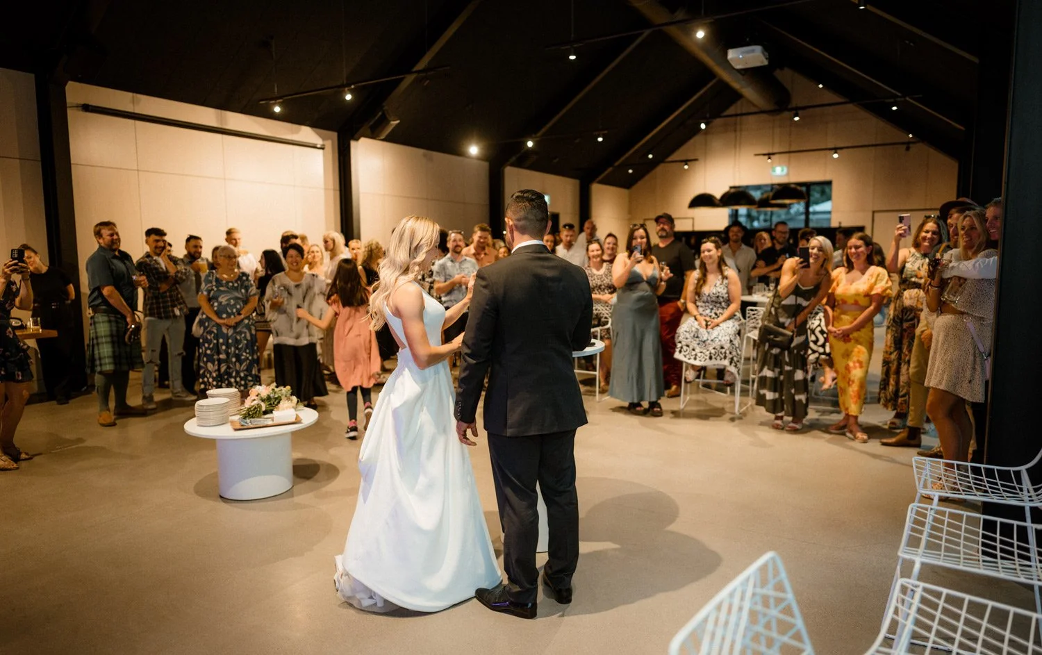 Bride and groom at Cargo brewery in Queenstown wedding