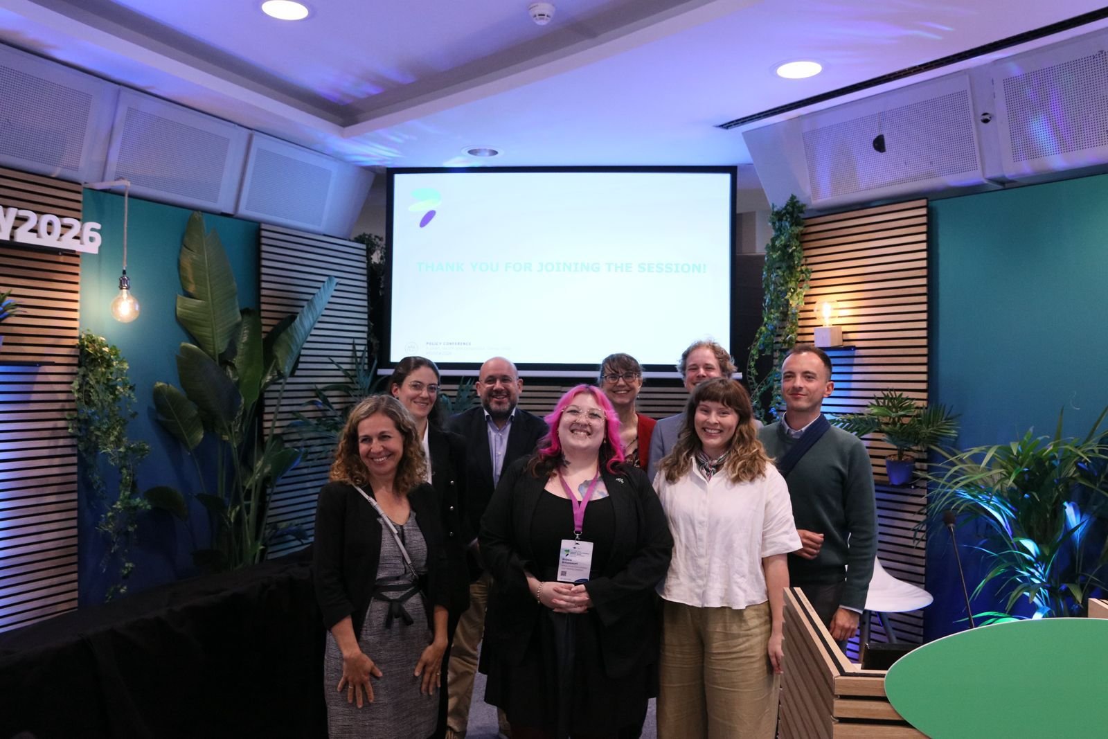 Bianca Bittencourt with speakers and colleagues after the EUSEW 2026 Policy Session in Brussels