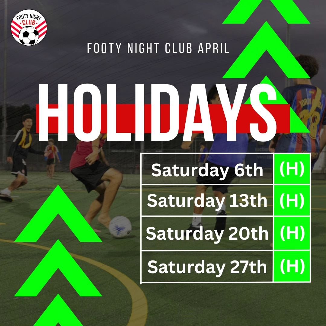 Footy Night Club is on during the school holidays every Saturday!