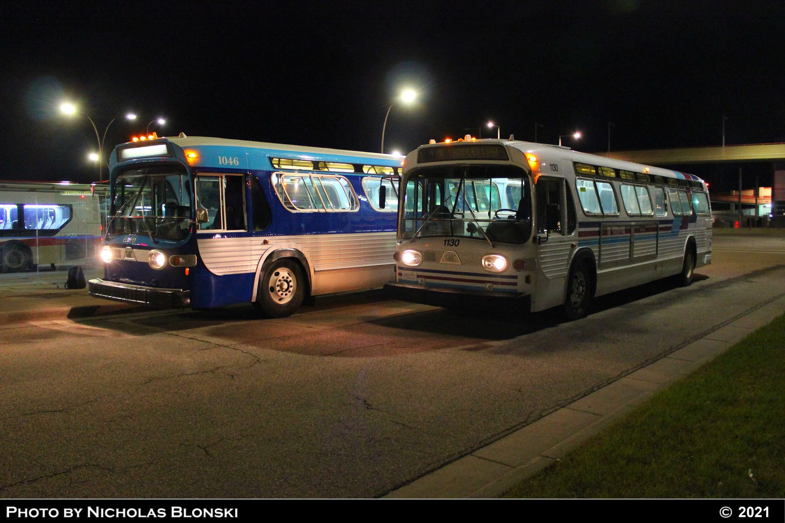 1130’s first public appearance since retirement, and posed with 1046 in the Whitehorn bus loop. Photos by Nick Blonski