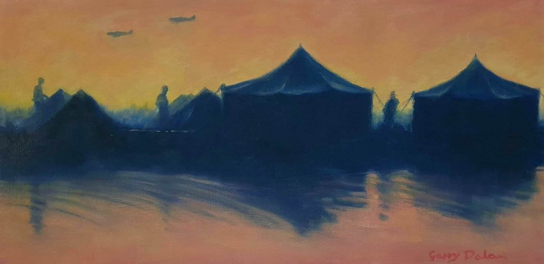 'Monsoon Sunset', 52cm x 26cm
During WW2, Fenton Airfield, 200km south of Australia’s tropical northern Capital, Darwin, was a piece of America planted in the vast Northern Territory Outback. During 1943 and 1944 Fenton was the major offensive base f