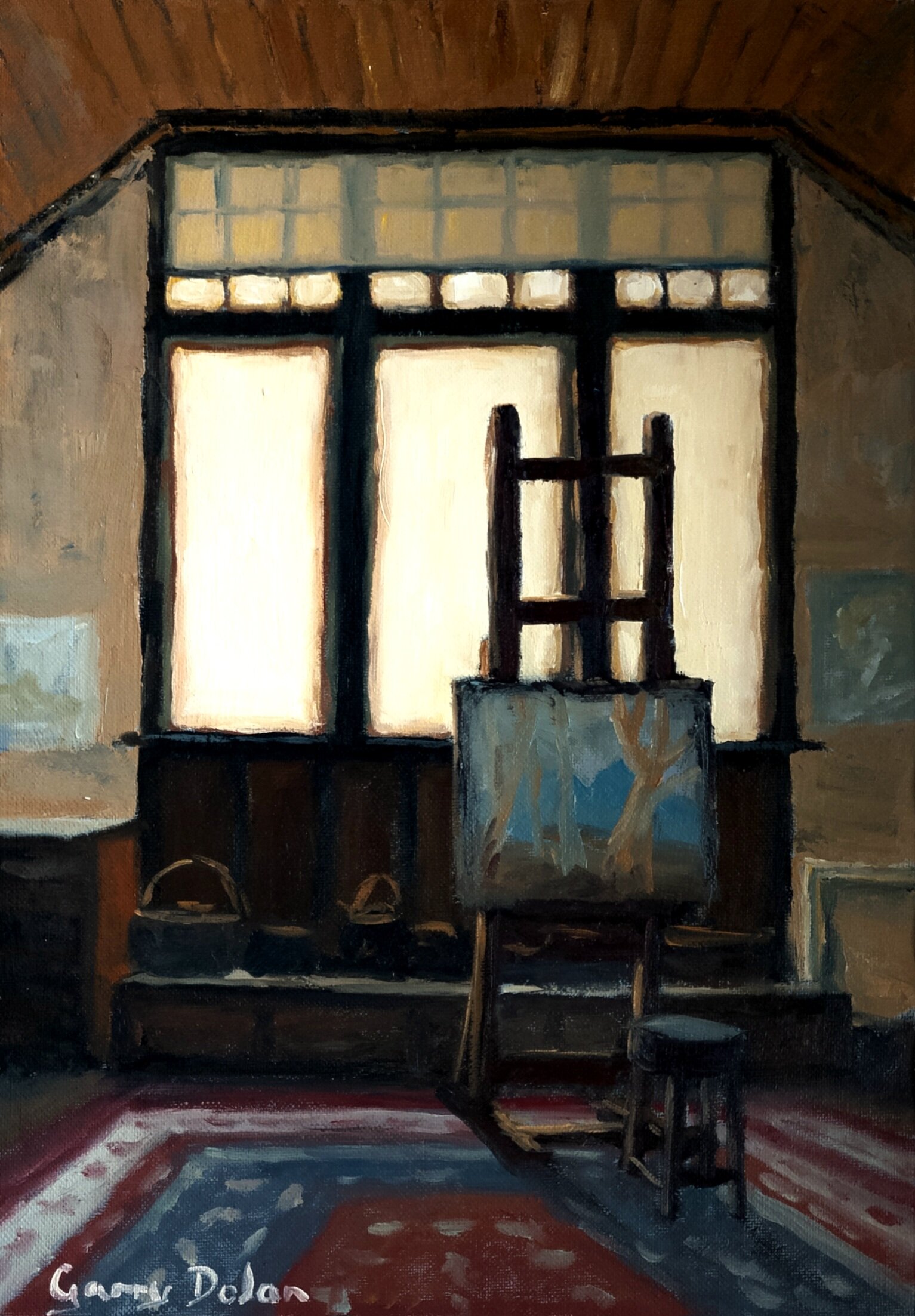 In Heysen's Studio. I had the increadible privelidge of painting in the studio of the artist that I admire more than any other and was the reason that I became a painter, Hans Heysen. Painted en plein air - indoors but painted while immersed in the s