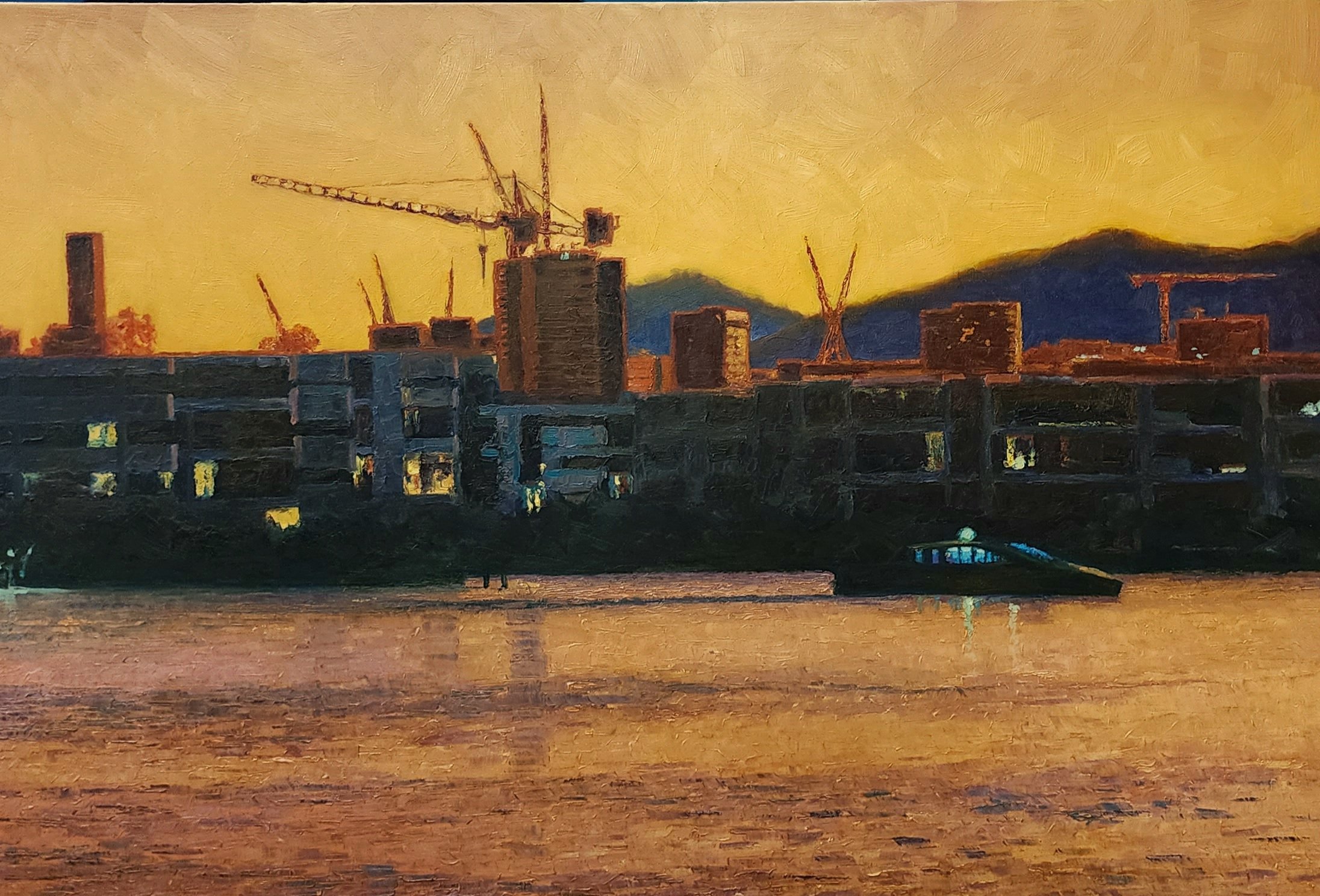 Summer evening on the Brisbane River', oil on stretched canvas, 90cm x 50cm - $6000.00