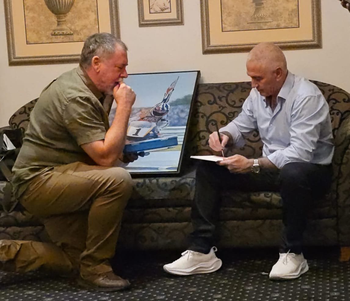 Mick learning to use oil paints to sign the 'The master'. It was great fun and a real honour to work with Mick on this project.