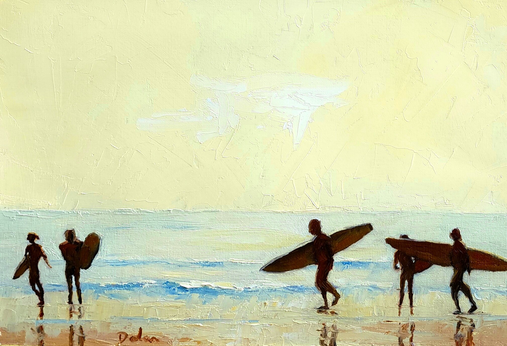 Glenelg Beach, plein air sketch on A3 canvas, $1500 AUD