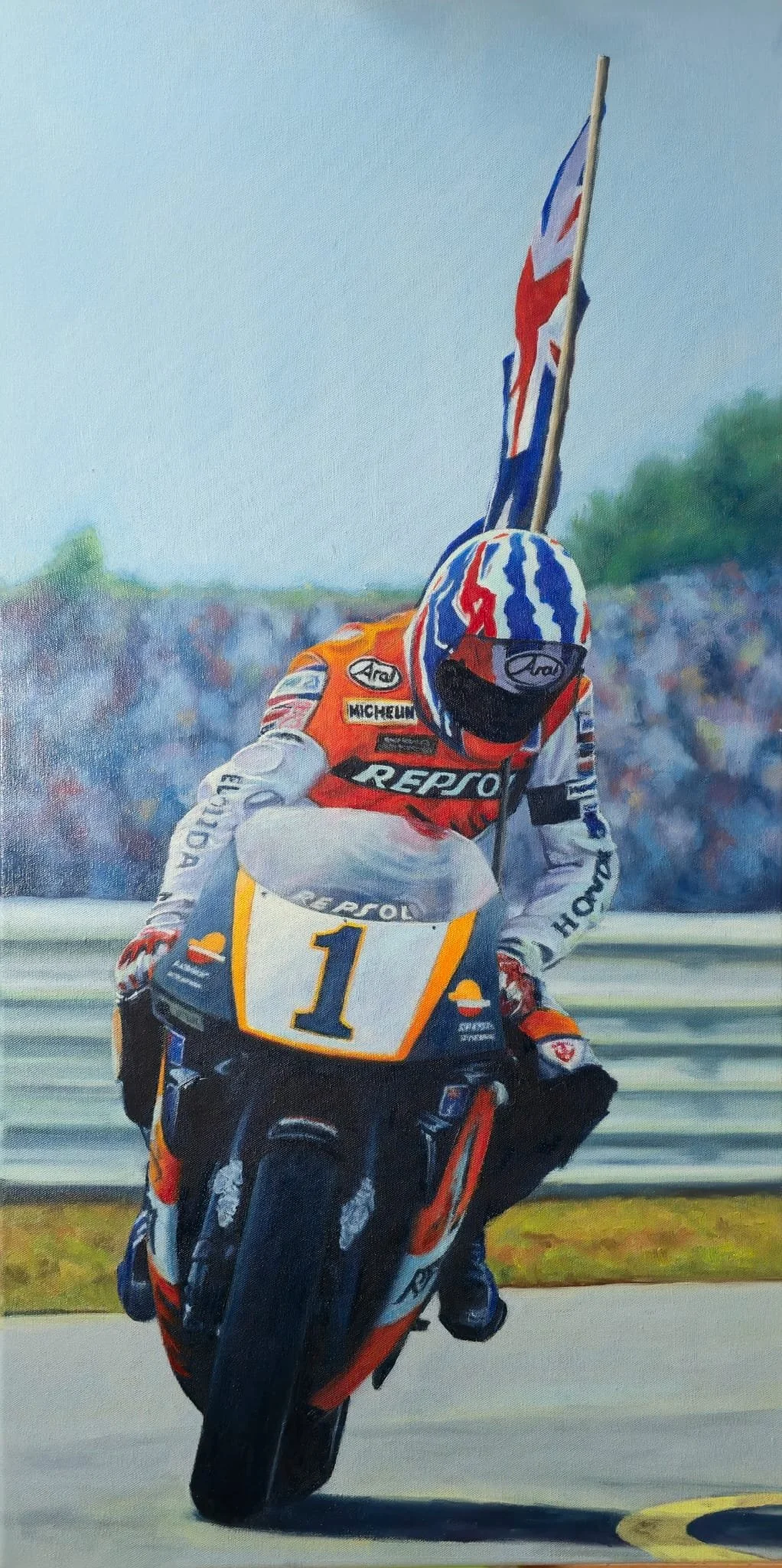 The Master, oil painting of legend Mick Doohan, painted for a fundraiser for the talented Aussie Jacob Roulstone. Painting is not available but prints can be done on request.
