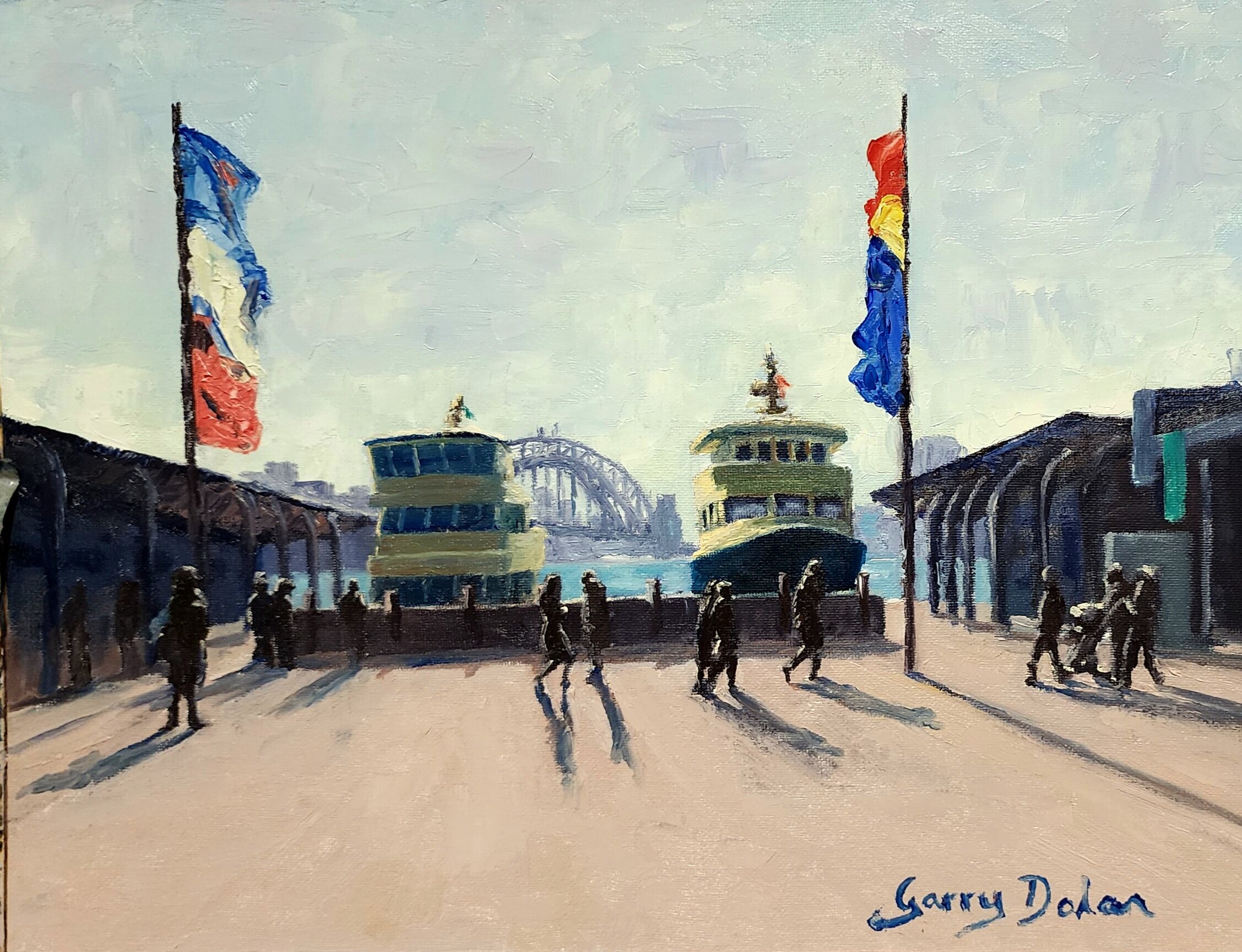 The Manly Ferry, plein air sketch on A4 canvas. $1500AUD