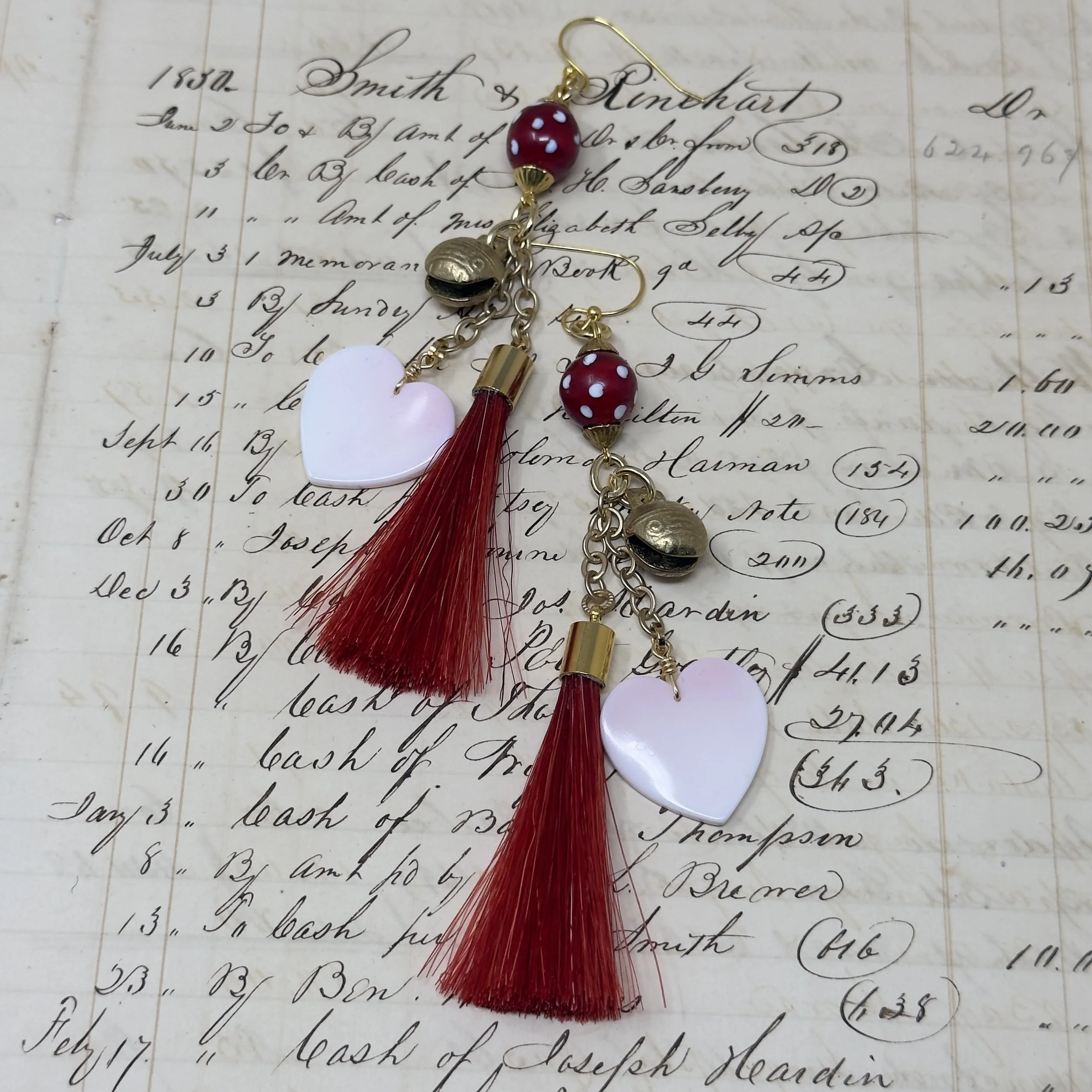 TRADE BEAD-SHELL-IVORY CHANDELIER EARRINGS 7