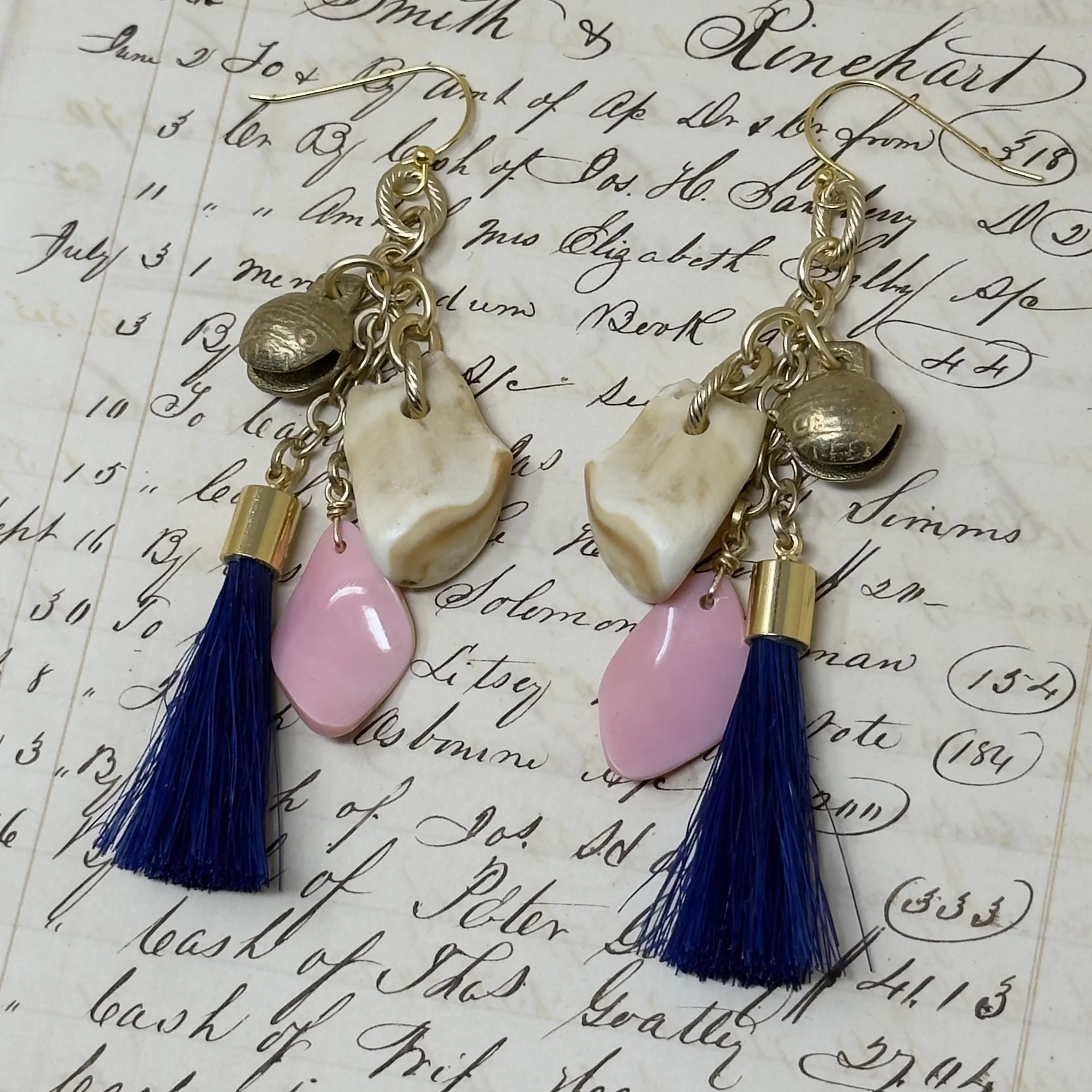 PINK CONCH SHELL CHANDELIER EARRINGS 4
