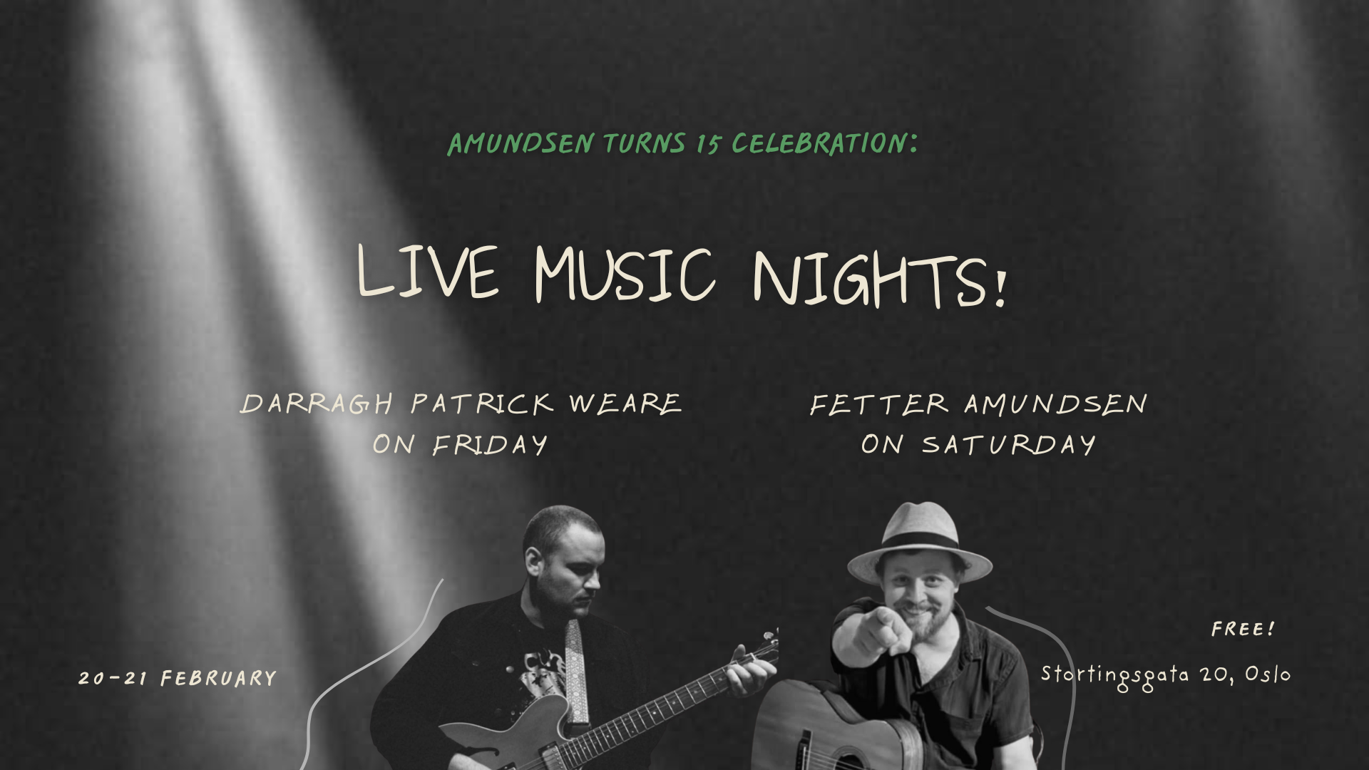 Live music acts with guitars in hand