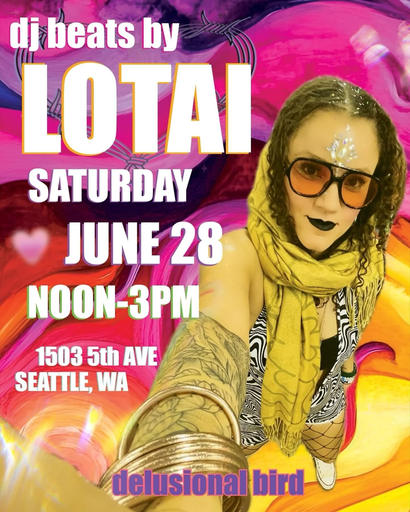 Saturday surprise!!!! @lotaibeats is going to be serving the beats while you shop boo!!!! NOON-3PM! SO EXCITED to have our dear friend just living her DJ dreams it&rsquo;s going to be an epic reunion!!! Come on by babes! 🌈🌈⭐️⭐️⭐️💕💕💕🪽🪽