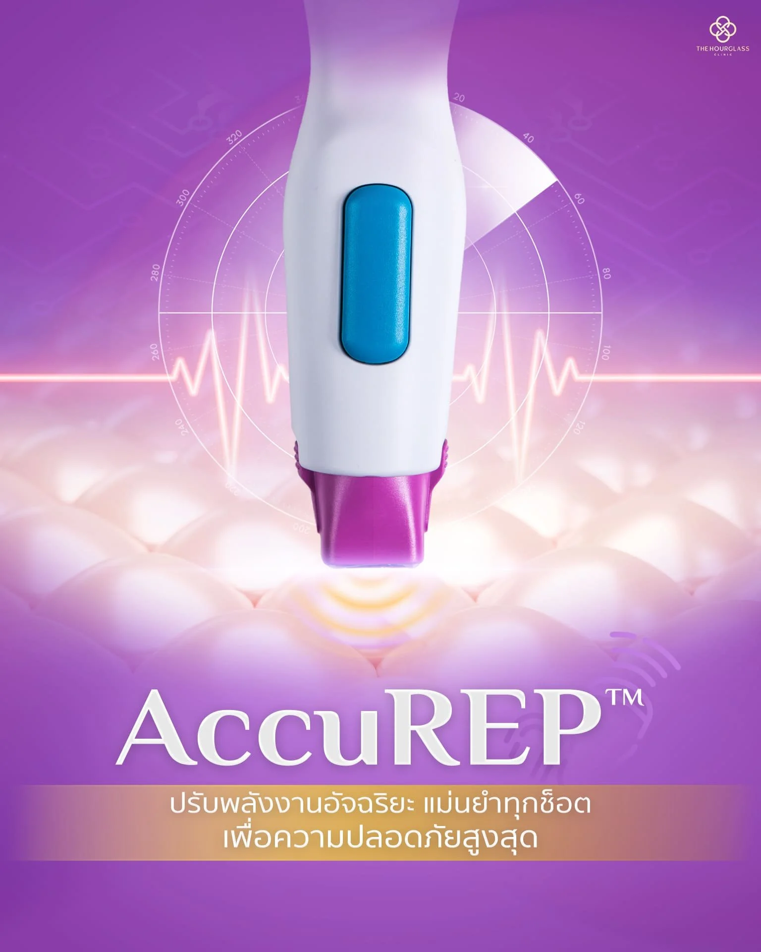 เจาะลึก 3 จุดเด่น Thermage FLX ที่ The Hourglass Clinic ด้วยเทคโนโลยี AccuREP ปรับพลังงานรายช็อตเพื่อสลายไขมันและยกกระชับผิวหน้าให้แน่นอิ่มฟู เห็นผลยาวนานโดยไม่ต้องผ่าตัดหรือพักฟื้น