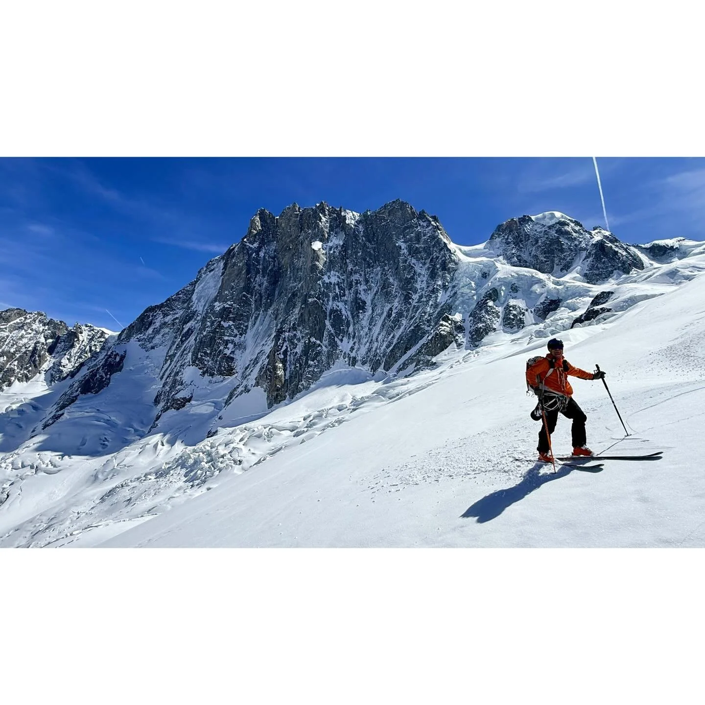 Another lap over the Br&egrave;che Puiseux in Chamonix today, this time with Arran. I&rsquo;ve done this tour loads of times and think it&rsquo;s one of the best Chamonix has to offer. 

You get to ski (most of) the classic Vall&eacute;e Blanche as a