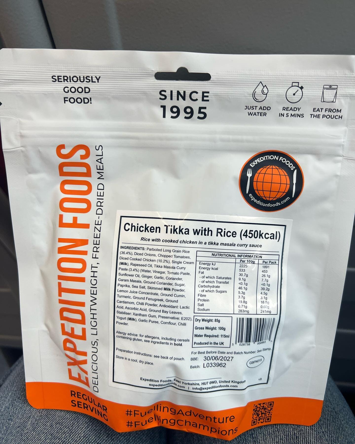 Just left the brilliant #mds expo in Savoy Place and I was kindly given a meal to try as next year I am doing a section as well so need to know what the competitors eat as well. So thank you to the lovely lady @expeditionfoods for supplying me Chicke