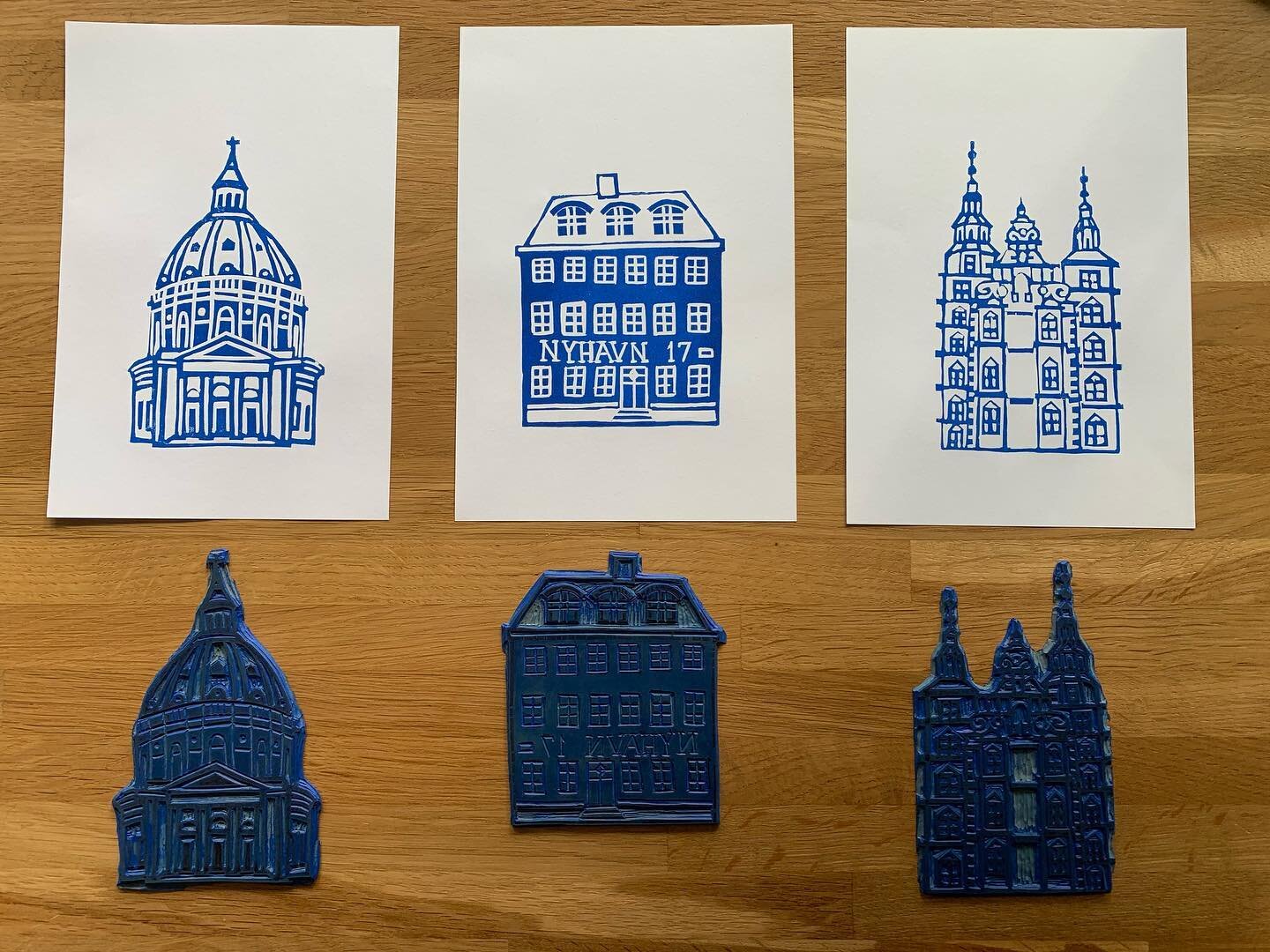 EXCITING NEWS!🚨My little handmade block prints are finally here! The prints depict Marmokirken, Nyhavn, and Rosenborg Castle. These will be limited edition prints as I will only make 40 of each. They will be numbered and sold for the very first time
