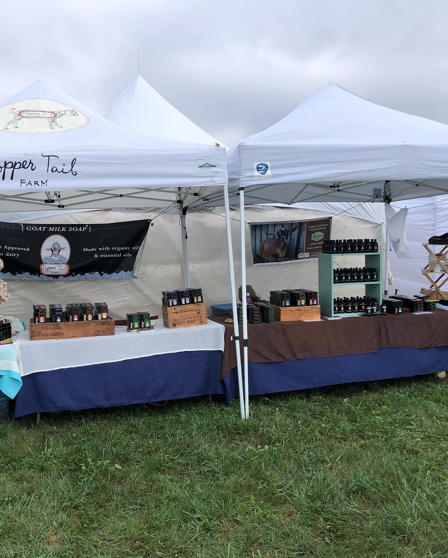 All set up and ready to go at MOfGA&rsquo;s Common Ground Fair!! We&rsquo;ll be here all weekend in the Agricultural products area! #goatmilksoap #goatmilklotion #goatmerch