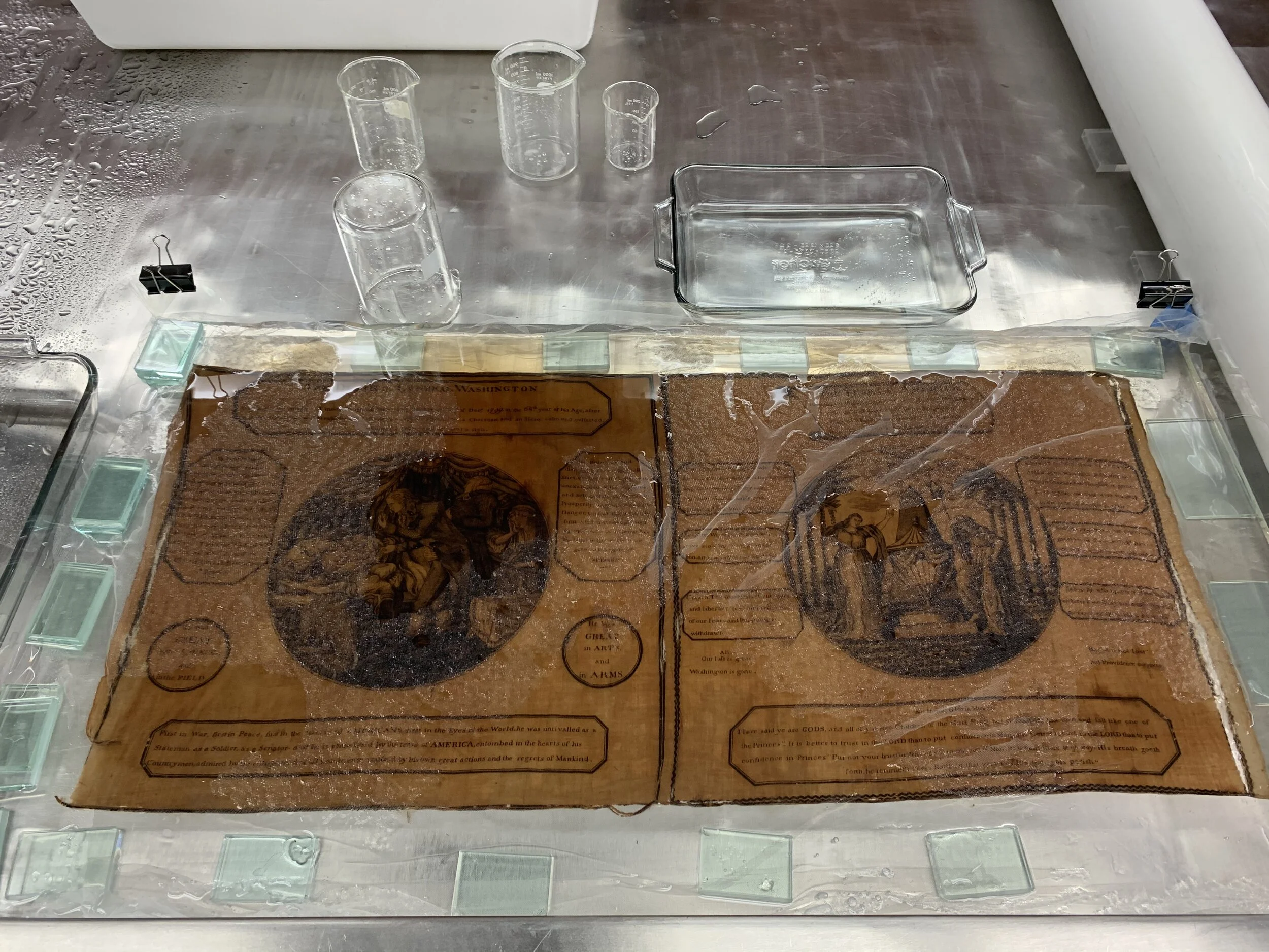 5. The textile was cleaned using an Orvus/citrate solution followed by the phytate treatment.