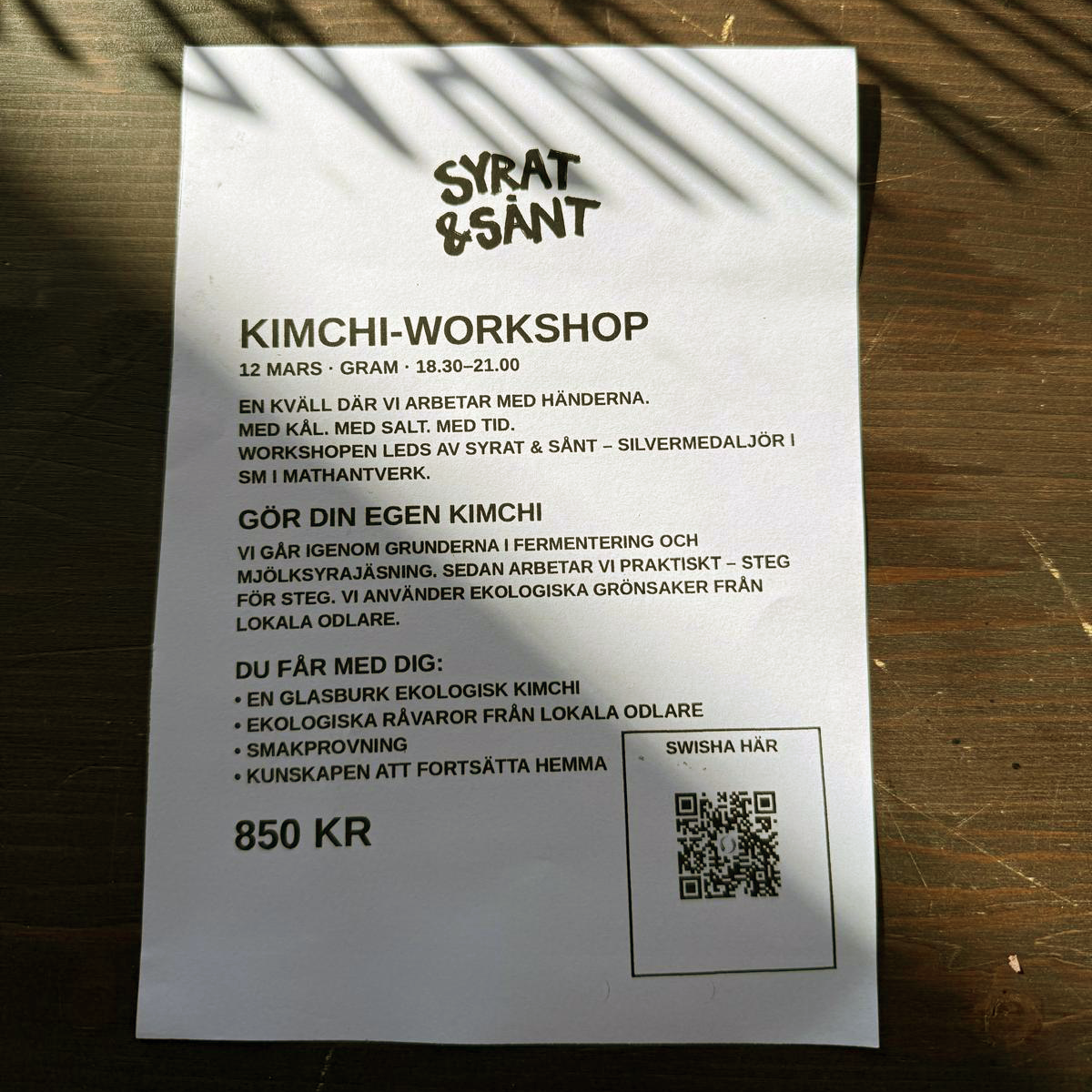 Kimchi Workshop Flyer
