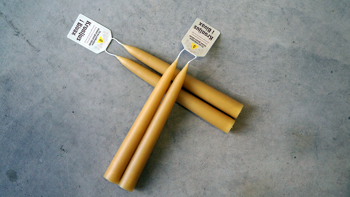 Beeswax Long Candle 2 Pack (Bivax Kronljus 2 pack)