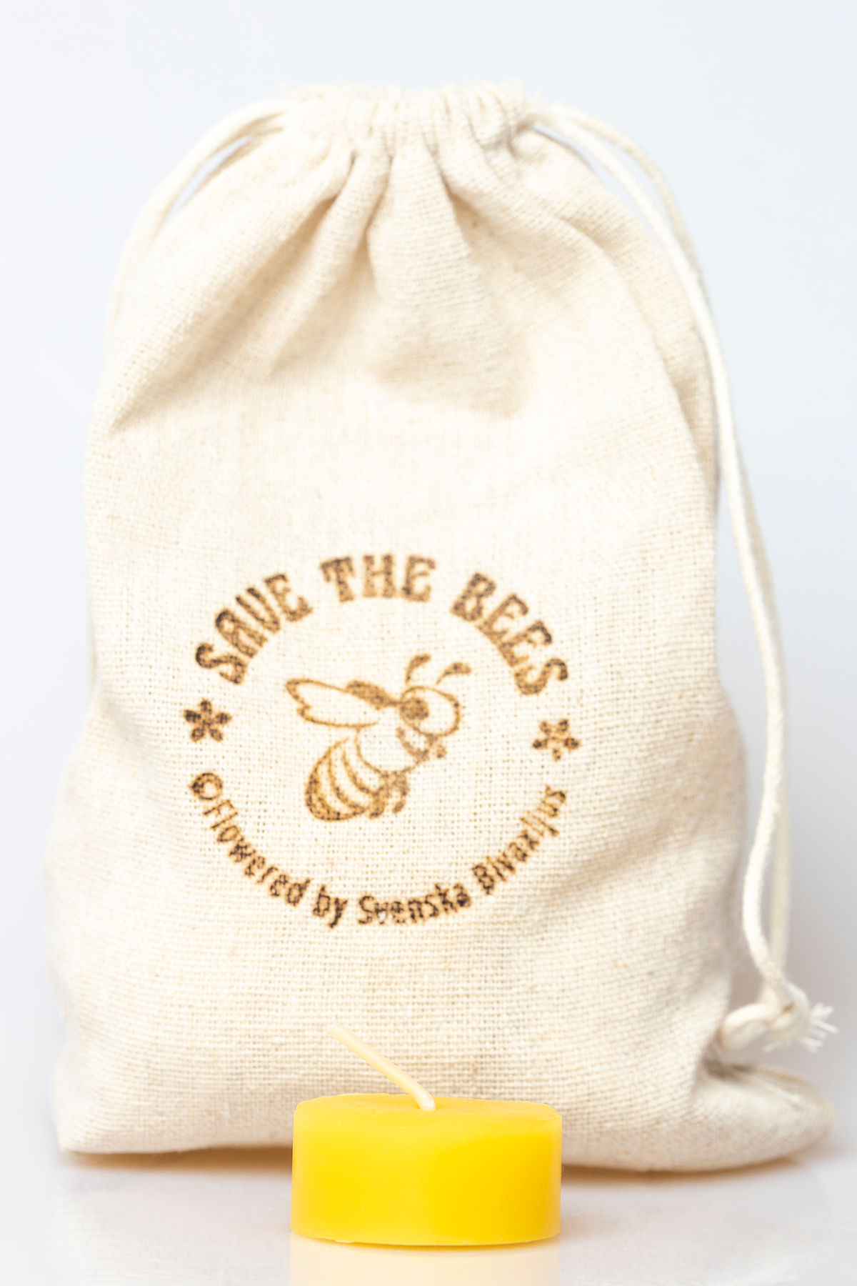 Beeswax Tealights in a Bag (Värmeljus i Tygpåse)