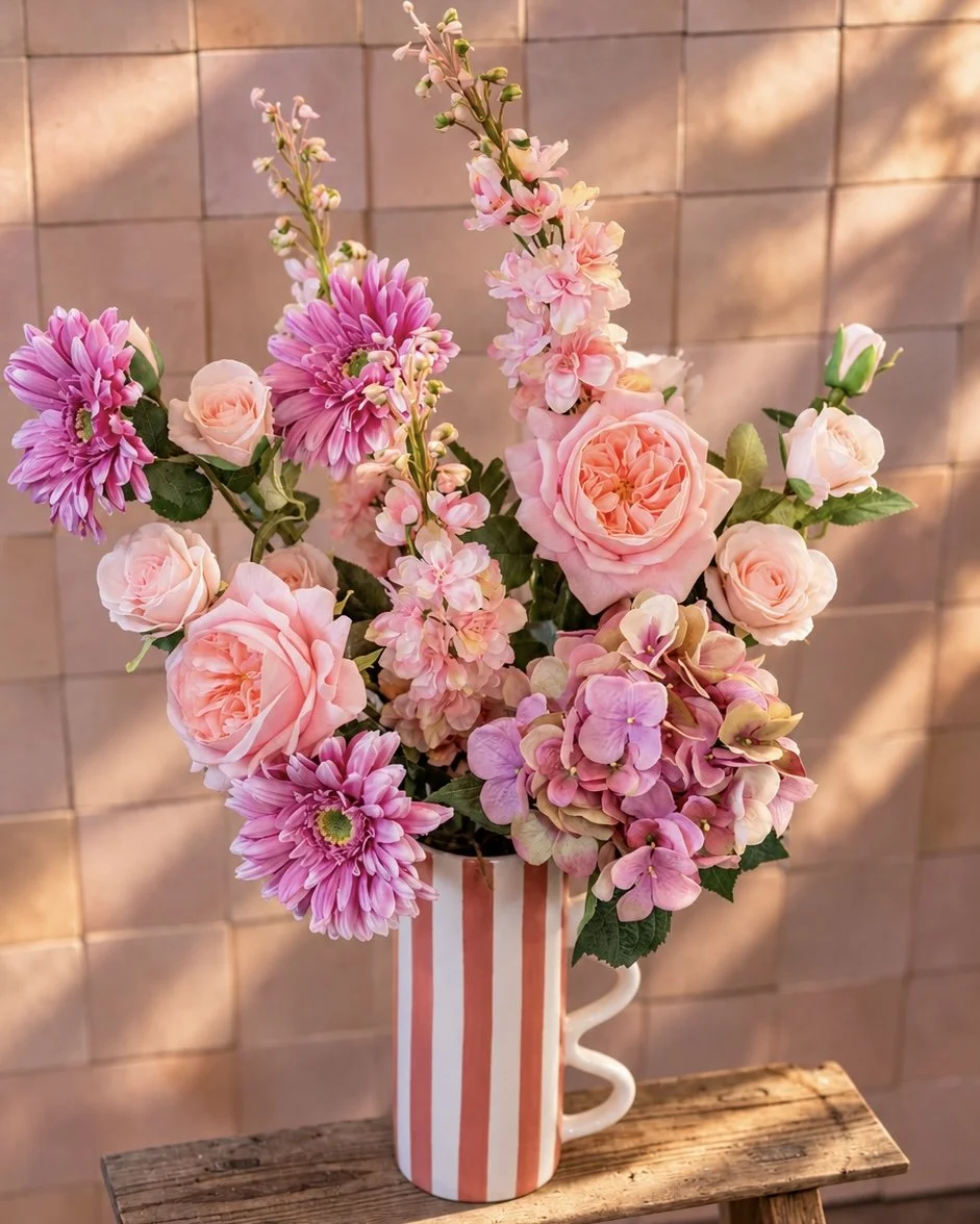 Bouquet de fleurs artificielles "Romance poudrée"