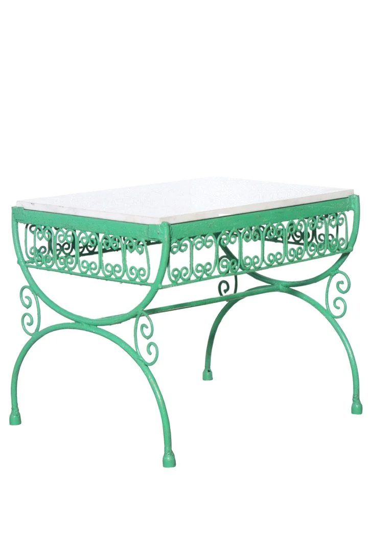 Green Iron Marble Top Table
