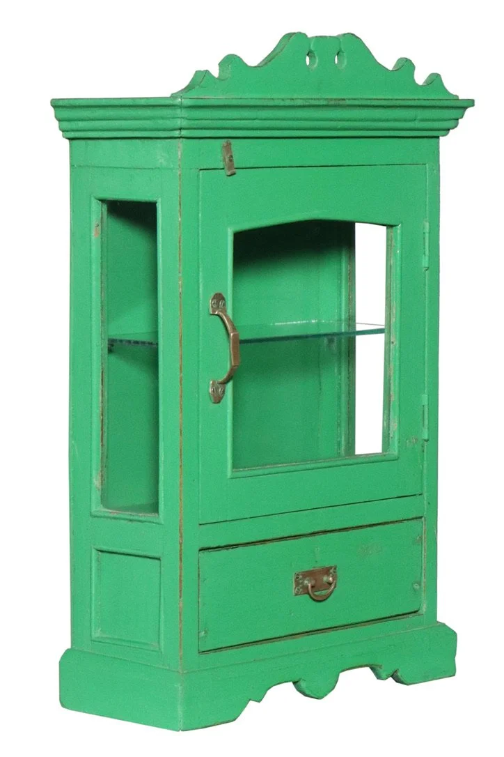 Glass wall cabinet, parrot green