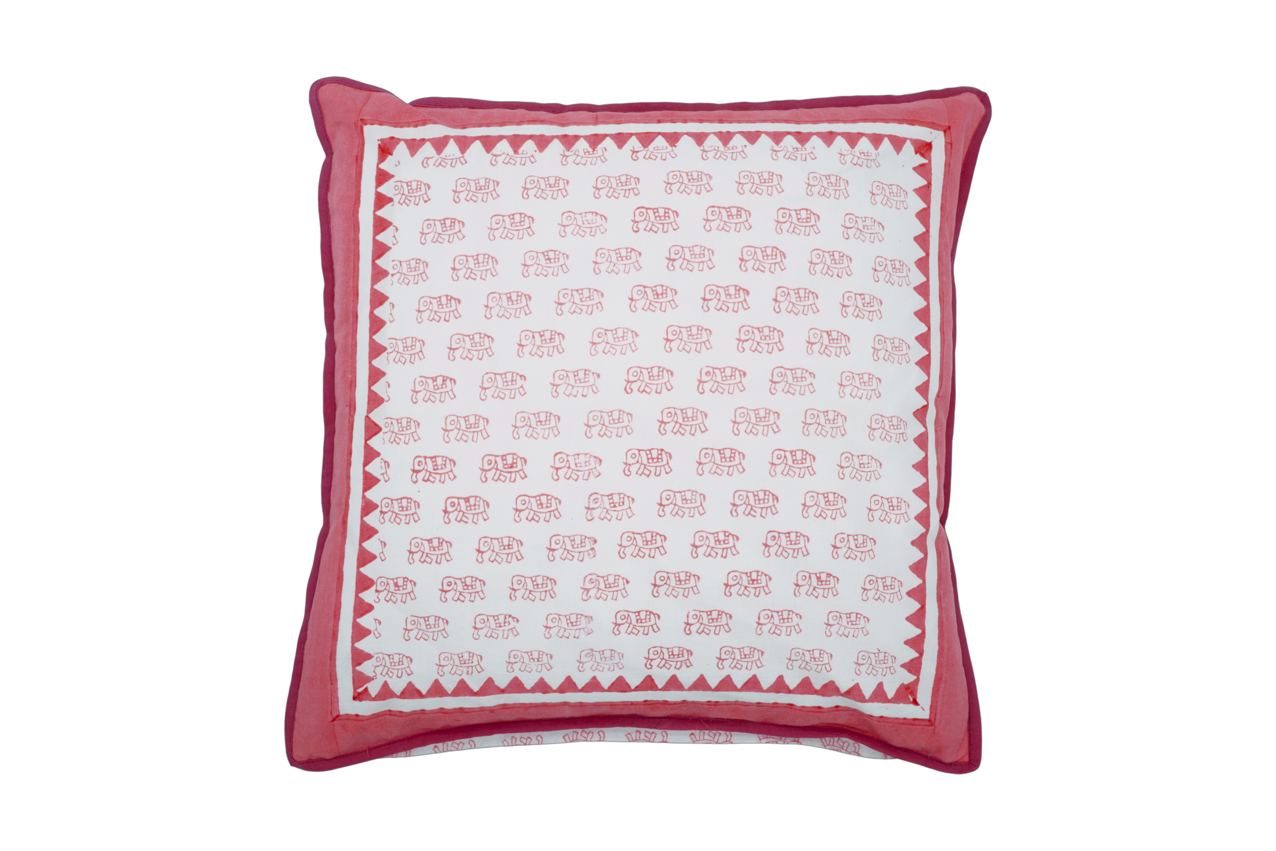 Pink on White Elephant Cushion Cover
