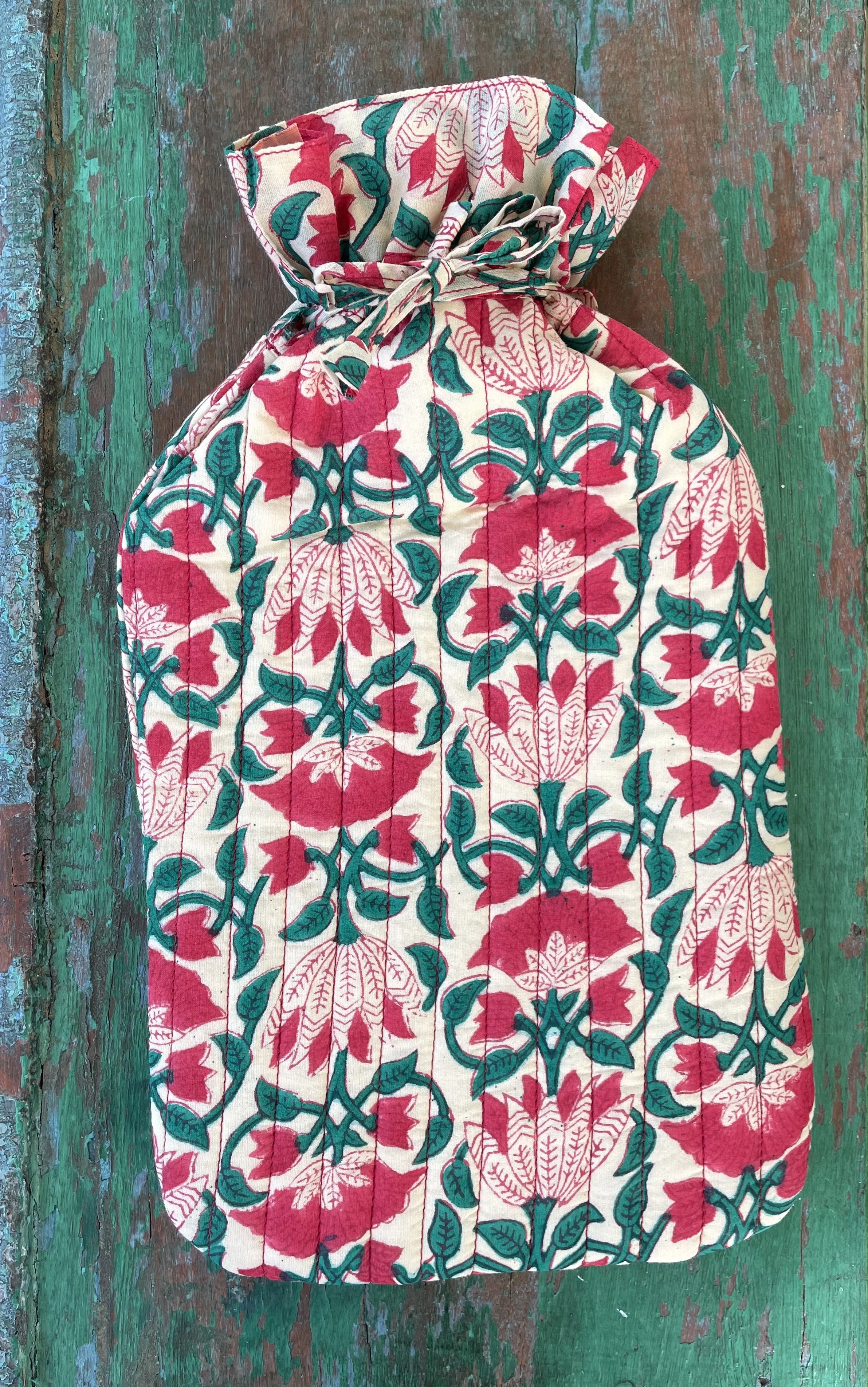Half Red Lotus Hot Water Bottle Cover