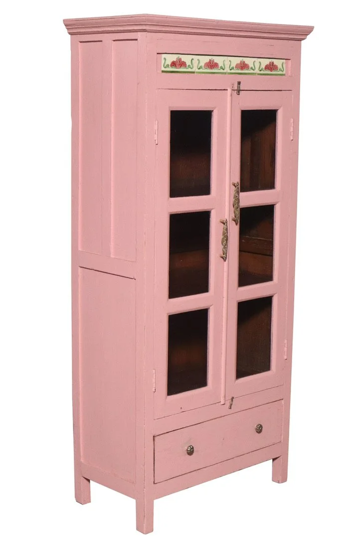 Pink Tile Glass Cupboard