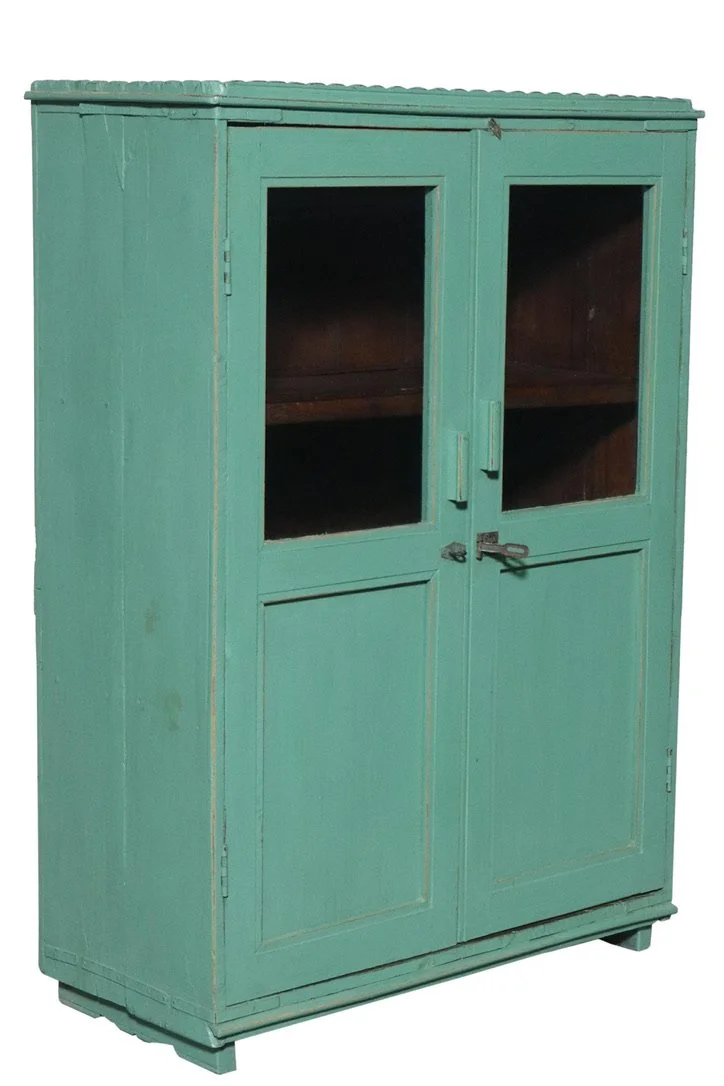 Green Glass Top Cupboard