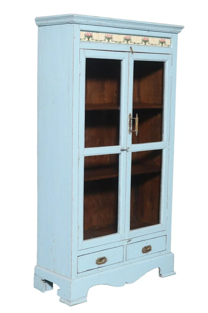 Blue Tile Glass Fronted Cupboard