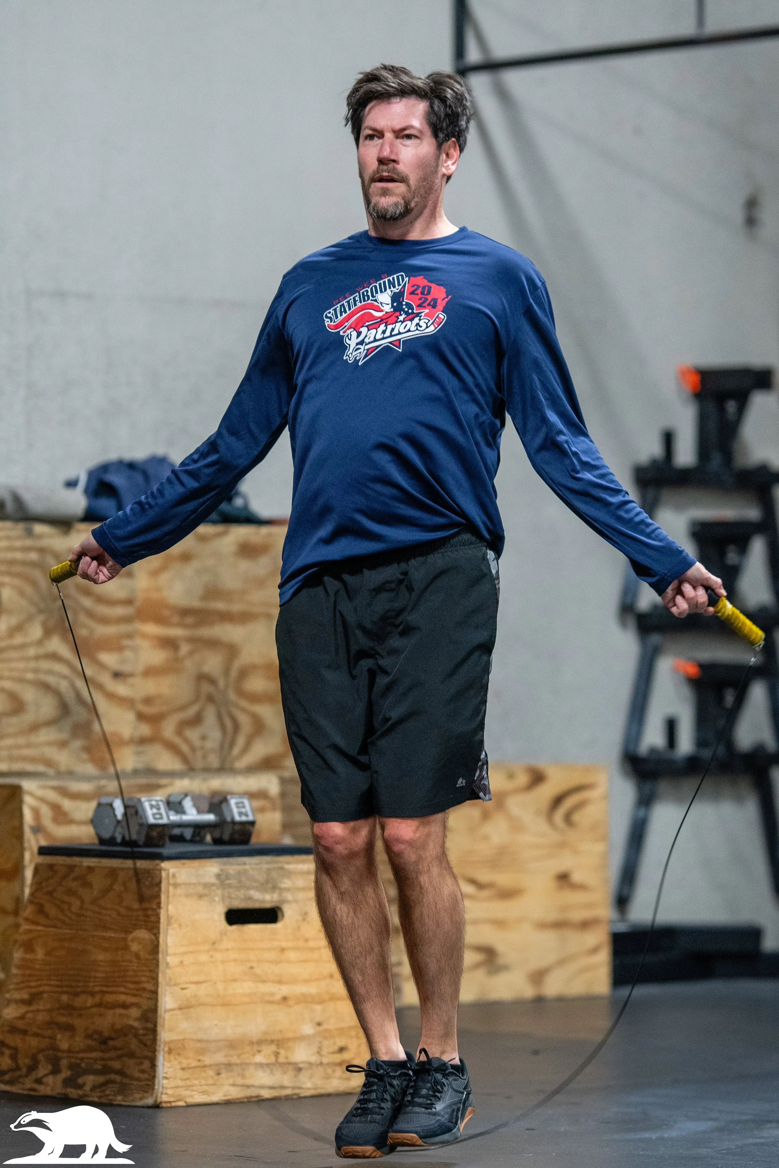 man jump ropes