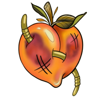 A cartoon heart with stitches, plants, and mechanical parts, depicted in a whimsical style.