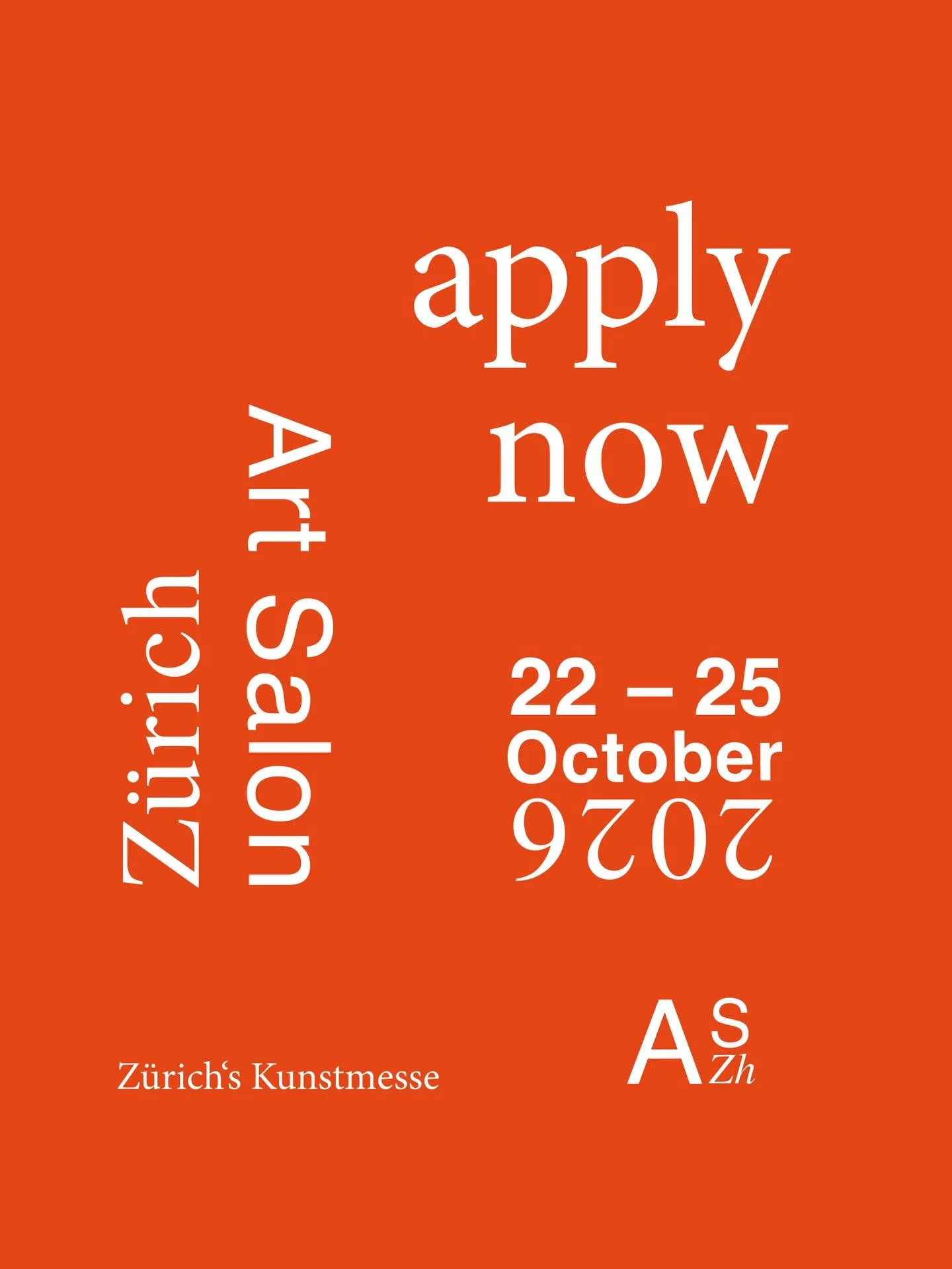 Applications for the 5th edition of Zurich Art Fair are now open! 

Participating at Art Salon Zurich 2026 offers you the chance to showcase your gallery program to an international audience of art collectors, curators, and trade visitors.

Date
22nd