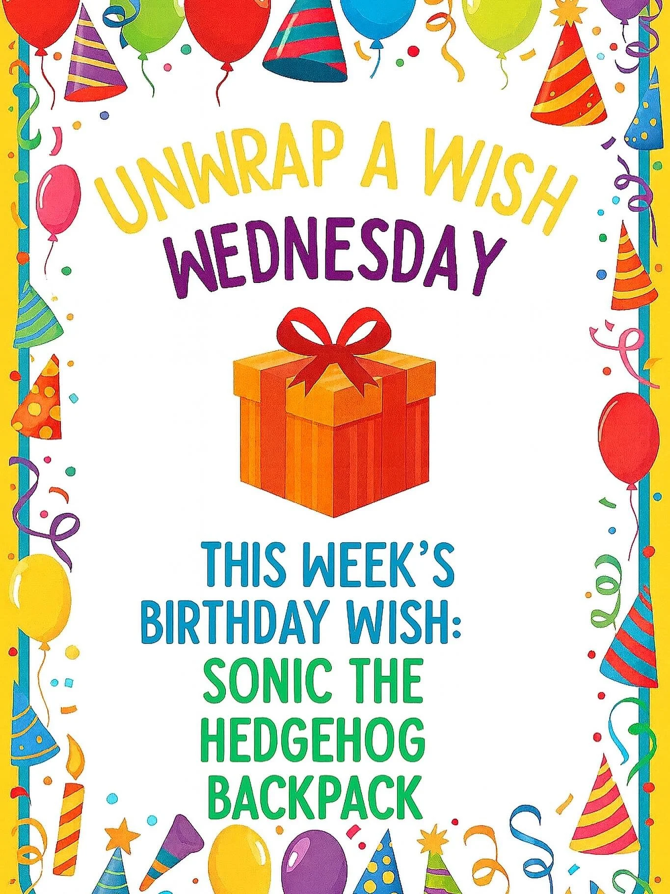 🎁 It&rsquo;s Unwrap a Wish Wednesday 🎁

This week&rsquo;s birthday wish is for a ✨ Sonic the Hedgehog Backpack ✨ For one child, this gift means the feeling that their birthday truly matters.

The cost? Just $14.99 at Target 🎯 One donation. One &ld
