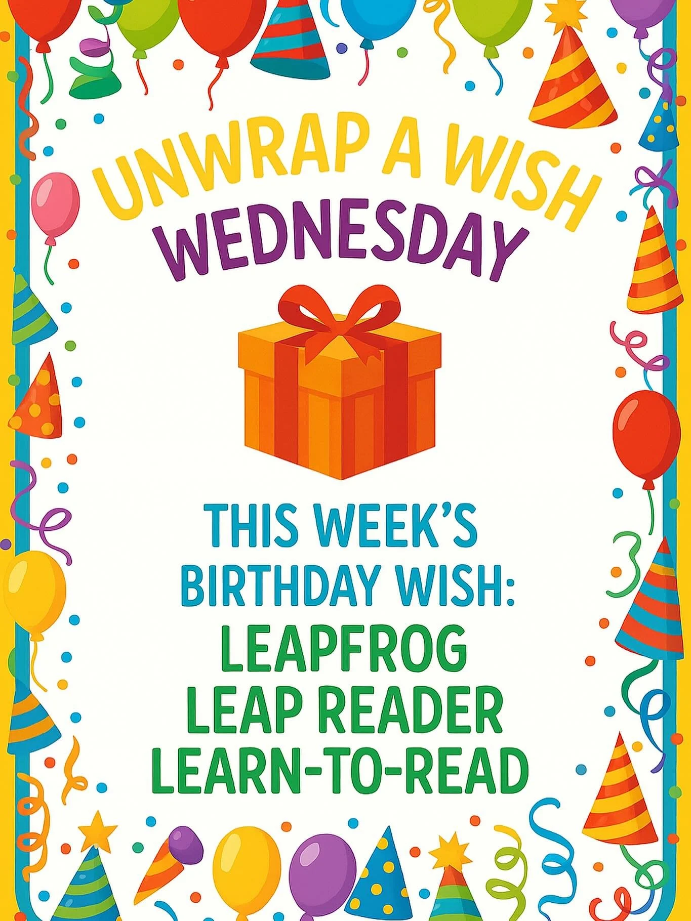 🎁 It&rsquo;s Unwrap a Wish Wednesday 🎁

This week&rsquo;s birthday wish is for a pair of ✨ LeapFrog LeapReader Learn-to-Read ✨ For one child, this gift means the feeling that their birthday truly matters.

The cost? Just $37.99 at Target 🎯 One don