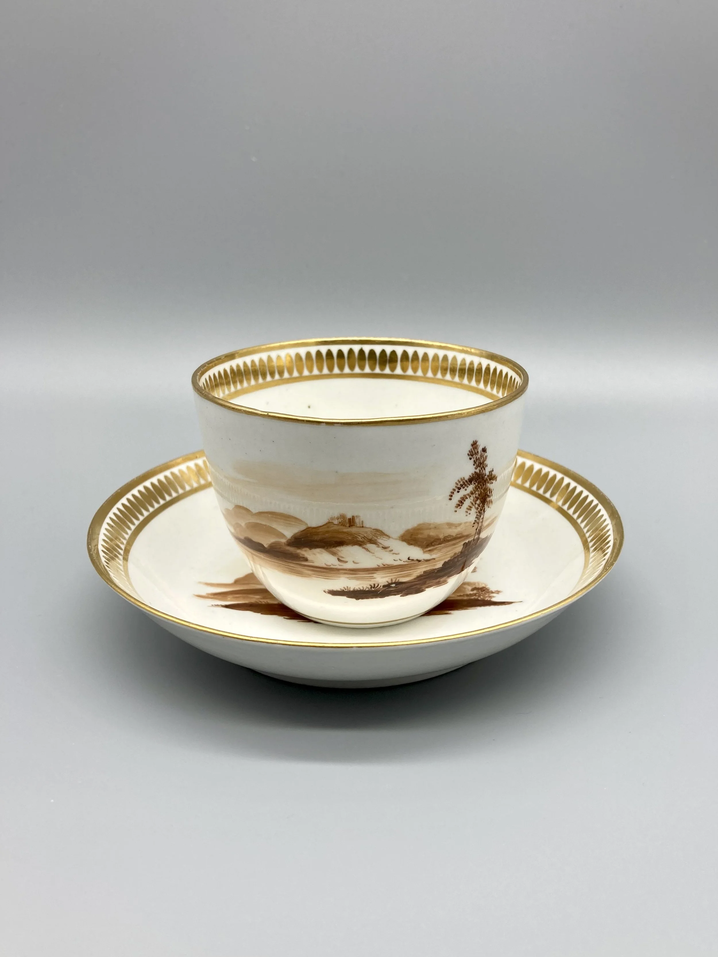 Chamberlain Worcester Gilt Vermicelli Coffee Cup & Saucer, c.1815