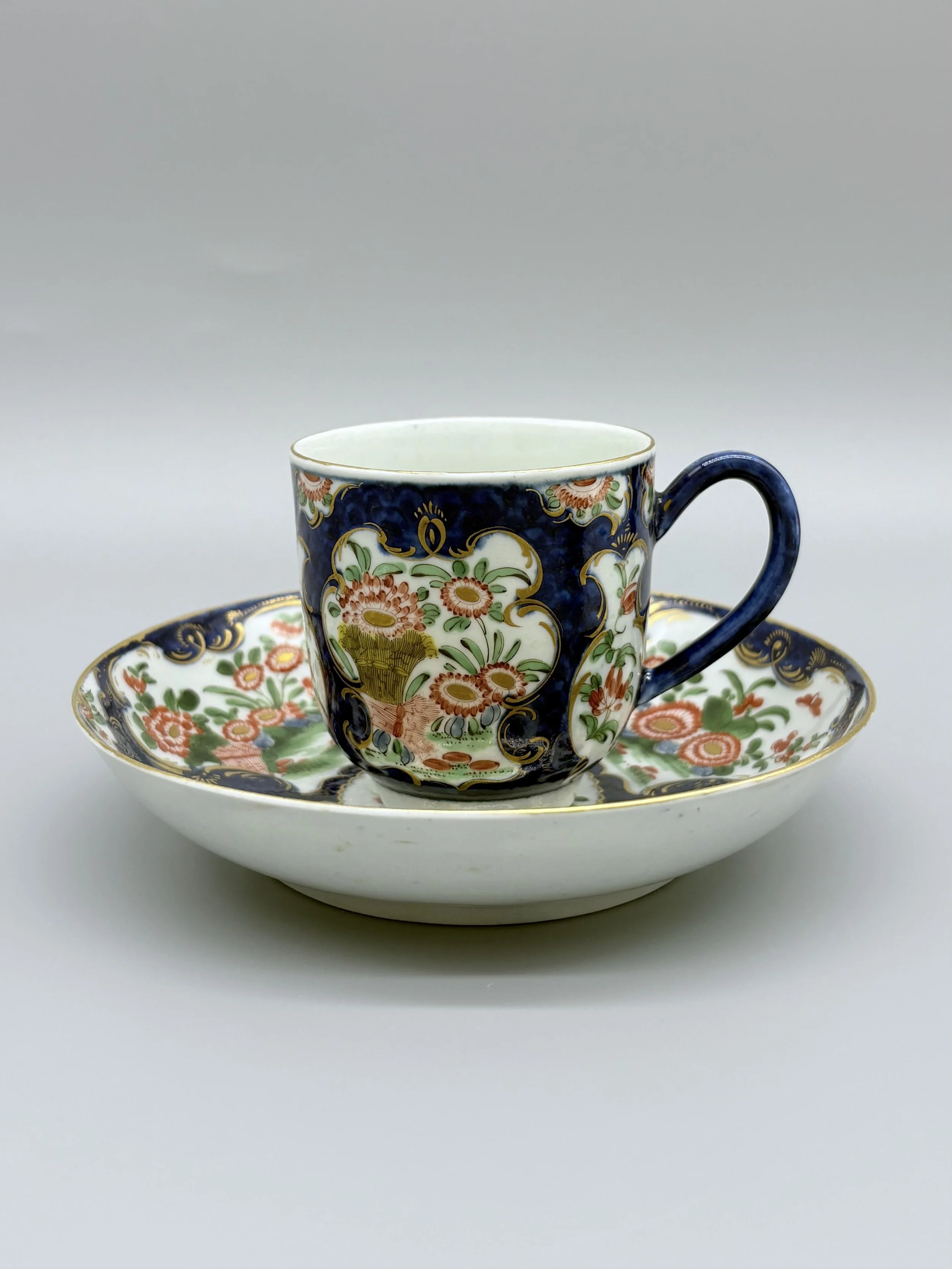 Worcester Queen Charlotte Pattern Tea Cup & Saucer, c.1768-75